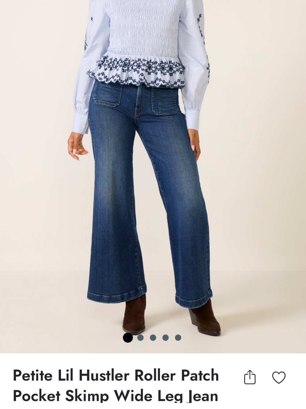 Hustler Hollywood Medium Blue Wide-Leg Patch Jeans